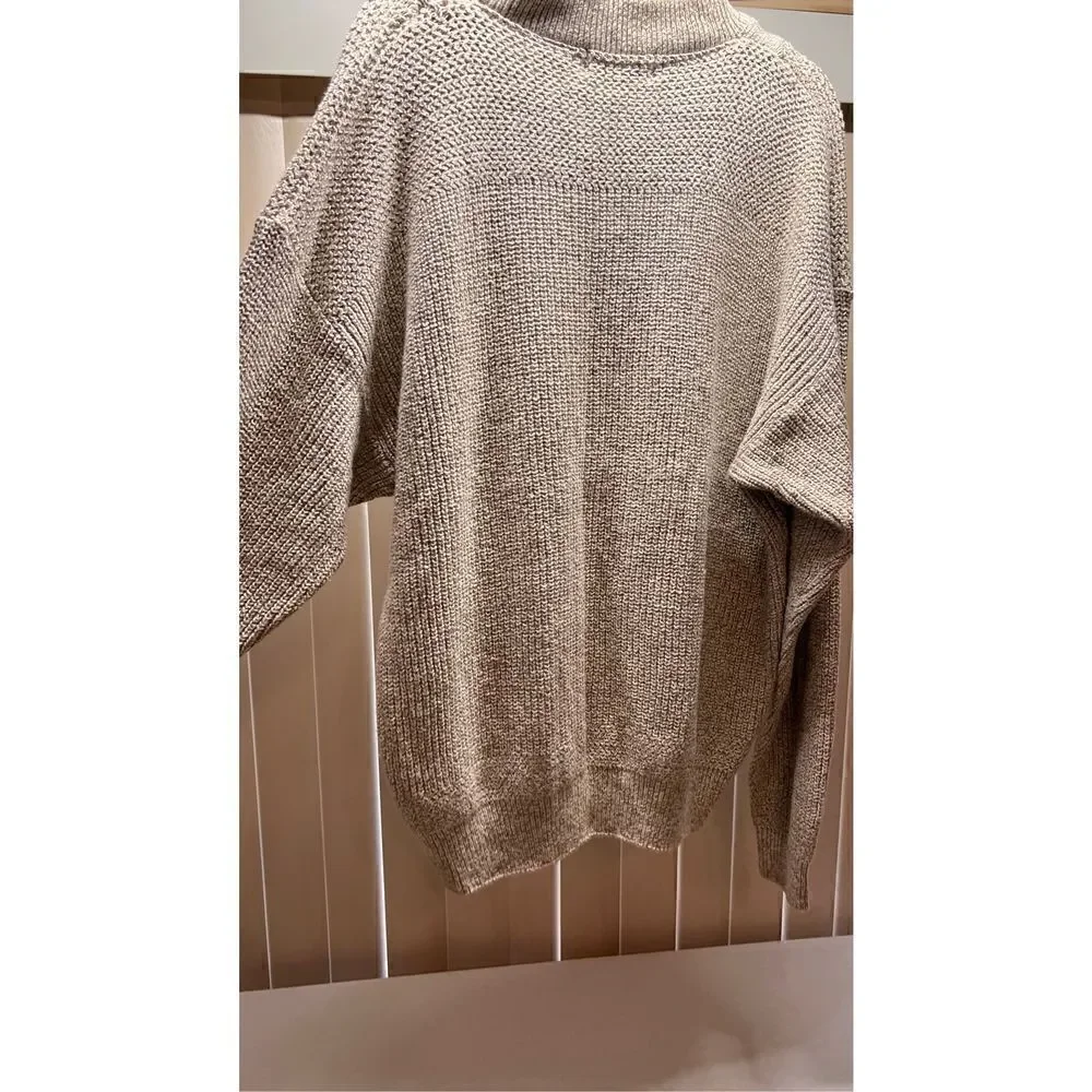 EDDIE BAUER MENS CABLE KNIT SWEATER BROWN BEIGE SIZE XL - Picture 5 of 8